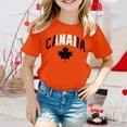 thumbnail image 2 of T-shirts Filles Fête du Canada Manches Courtes Tee Été Col Rond Coupe Décontractée Basique Tee Bébé Orange 10 Ans-11 Ans, 2 of 4
