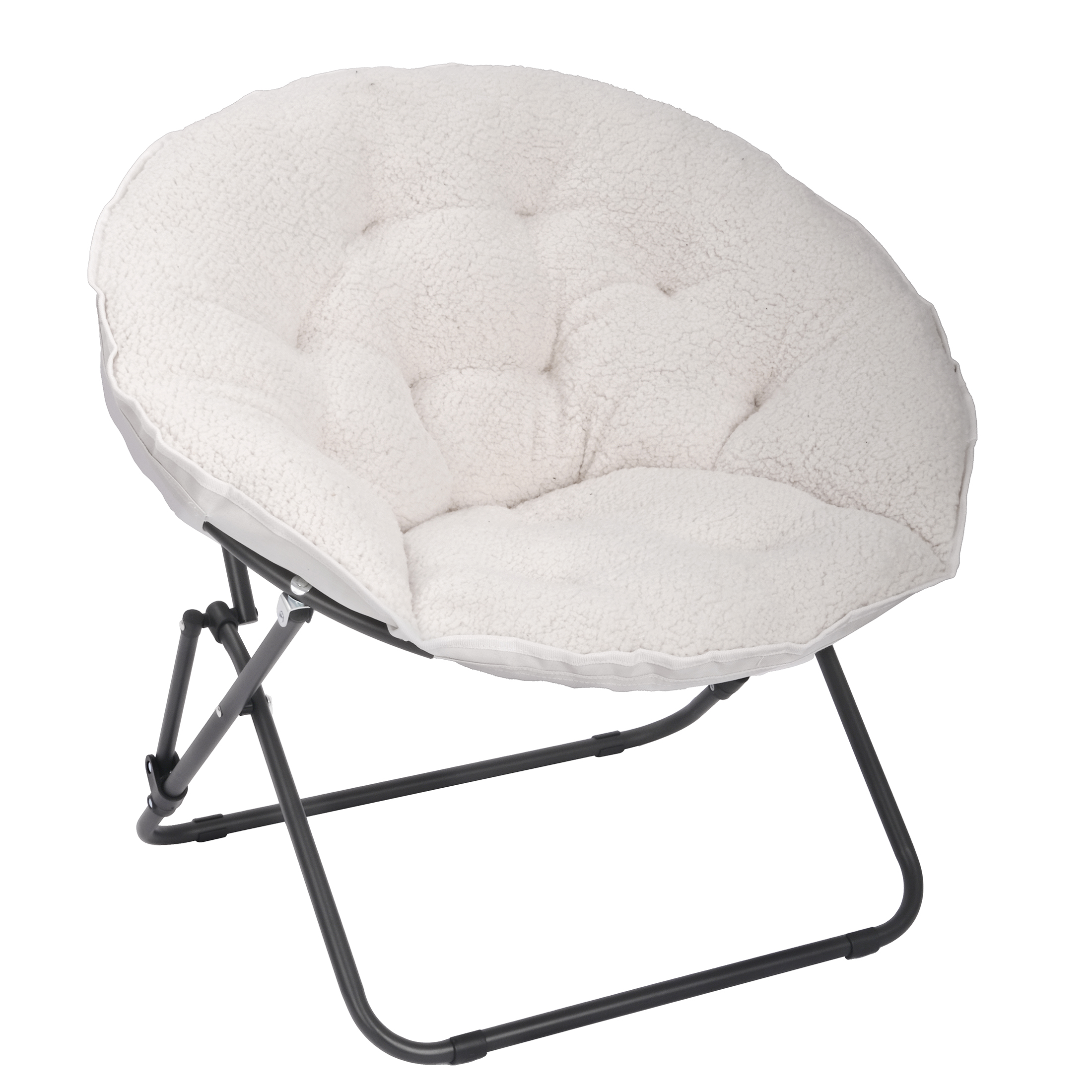Mainstays Saucer Chair for Kids and Teens, White Faux Shearling - image 5 of 7