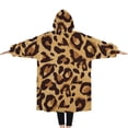 thumbnail image 2 of Oversized Wearable Blanket Hoodie,Yellow and Brown Of Leopard Print Sherpa Blanket Hoodie with Super Pockets,Super Warm Fuzzy Pullover for Women & Men, 2 of 6