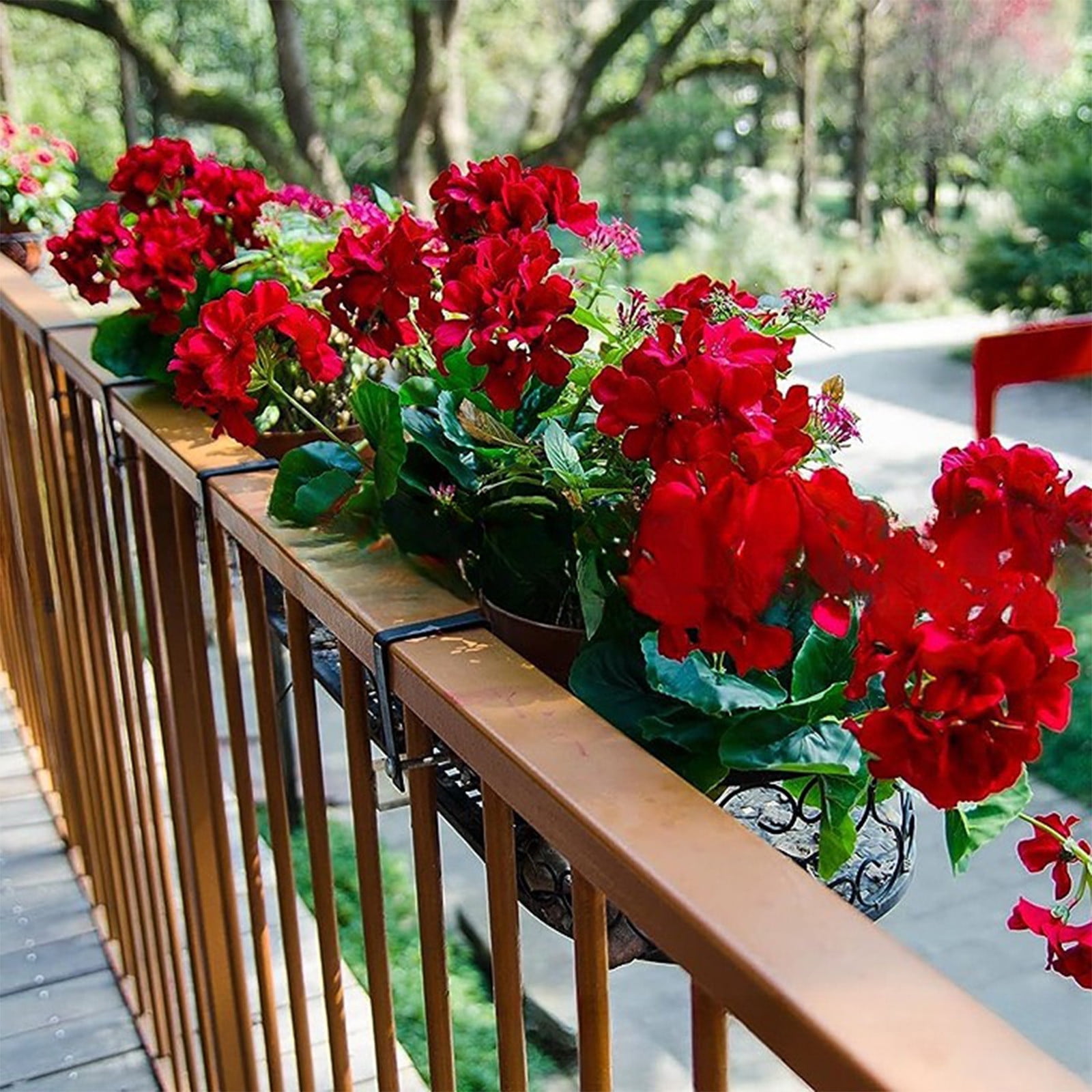 Yoziaaoa 8 pcs Artificial Geranium Flowers for Outdoors Silk Geraniums Flowers Outdoor Red Fake Geranium Bush Faux Flowers Geraniums for Outdoor Decor Indoor Garden Patio Table Centerpiece