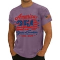 thumbnail image 3 of Havenx Men's American Flag T-Shirt Crewneck Short Sleeve Shirt Graphic American Flag Design T-Shirt 250 Year American Anniversary Freedom Tops,Purple M, 3 of 4