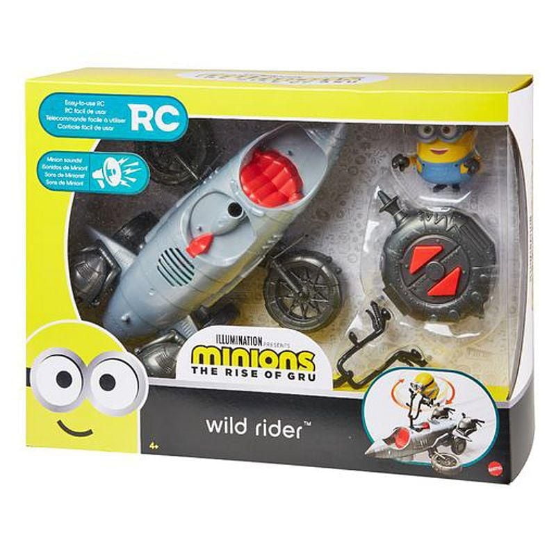 Minions Wild Rider RC Vehicle with Bob Action Figure (4-inch), Sounds & Spinning Action