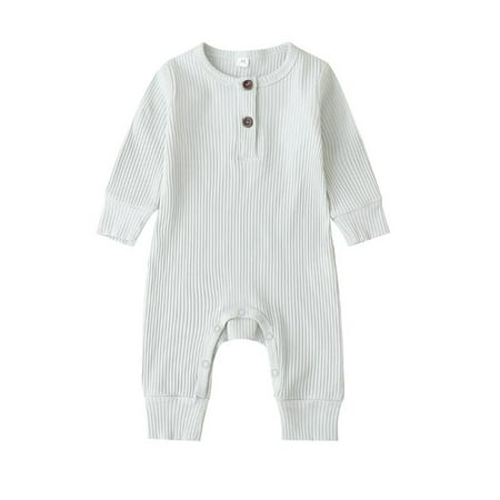 

JBEELATE Newborn Baby Boys Girls Romper Ribbed Bodysuits Long Sleeve Clothes Plain Jumpsuits Knit Cotton One Piece Outfits
