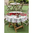 thumbnail image 3 of Outdoor Tablecloth with Umbrella Hole and Zipper, Valentine's Day Round Table Cloth 54 Inch Waterproof Tablecloth, Red Striped Love Eucalyptus Grey Plaid Picnic Table Cover for Patio Camping, 3 of 7