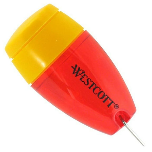 Westcott Plastic Manual One Hole Pencil Sharpener, Red/Yellow, 1-Count