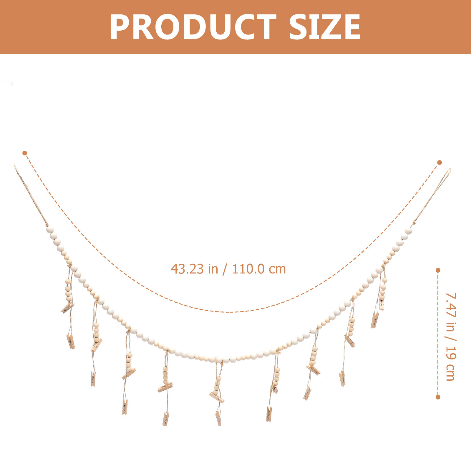 Wall Hanging Photo Display with Wooden Beads Garland Picture Wall Photo