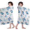 thumbnail image 4 of Blue Butterfly Pattern Hooded Bath Towel，60"x35" for Ages 3 To 12 Kids, Quick Dry Lightweight Soft Microfiber Hood Beach Towel Cover Up for Kids, 4 of 7