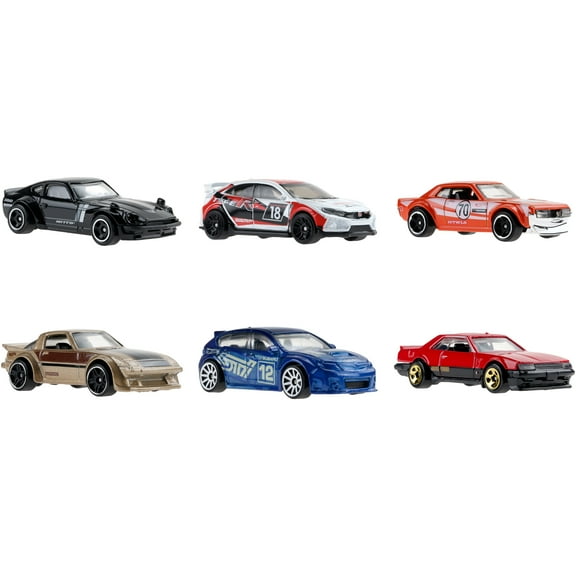 Hot Wheels Japanese Car Culture Multipacks of 6 Toy Cars, Gift for Kids & Collectors