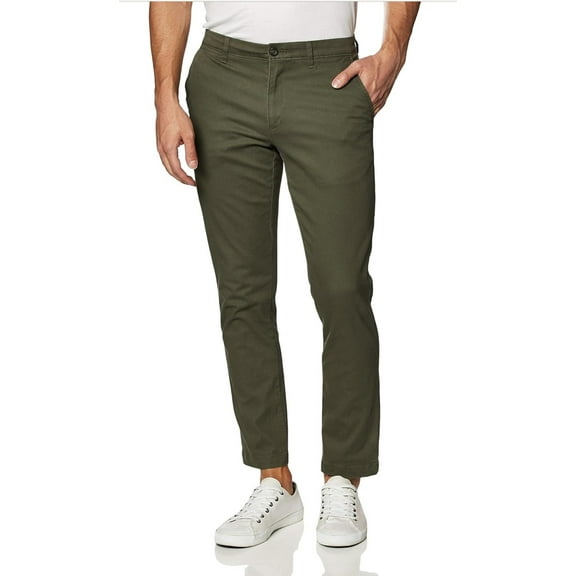 Men's Slim-Fit Stretch Chino Pants, Casual, Olive Green