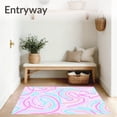 thumbnail image 3 of ODIKA 2'x3' Machine Washable Non-Slip Area Rug, Interlocking Pastel Maze With Abstract Hearts Motif High Traffic Rug, Pink, 476103, 3 of 7