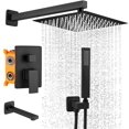 thumbnail image 1 of Grifos de Ducha Empotrados Set, Sistema de Ducha, 304 Acero Inoxidable Regaderas para Baño con Cabeza de Ducha de Lluvia de Alta Presión y Ducha de Mano, Caño de Bañera, Negro, 1 of 8