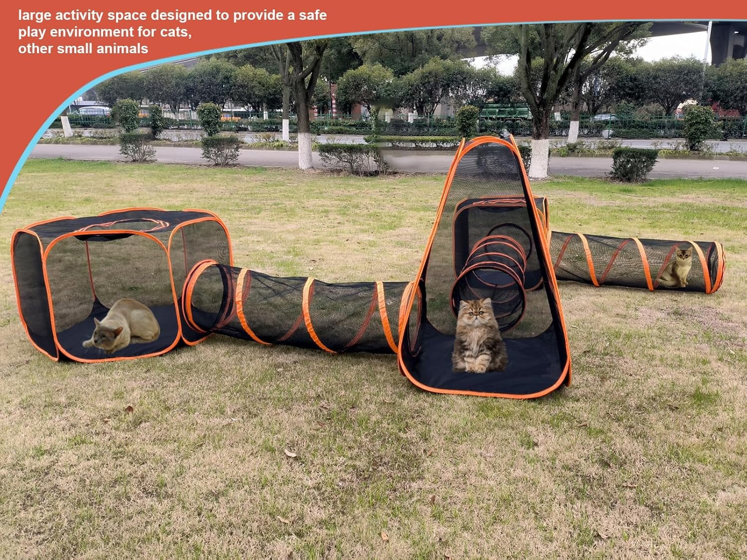 Portable Cat Small Animals Playpen DIY Outdoor Enclosures Freely Combinable 6in1 Pop Up Pet Play Tent Tunnel Cube House for Cat Puppy Rabbit