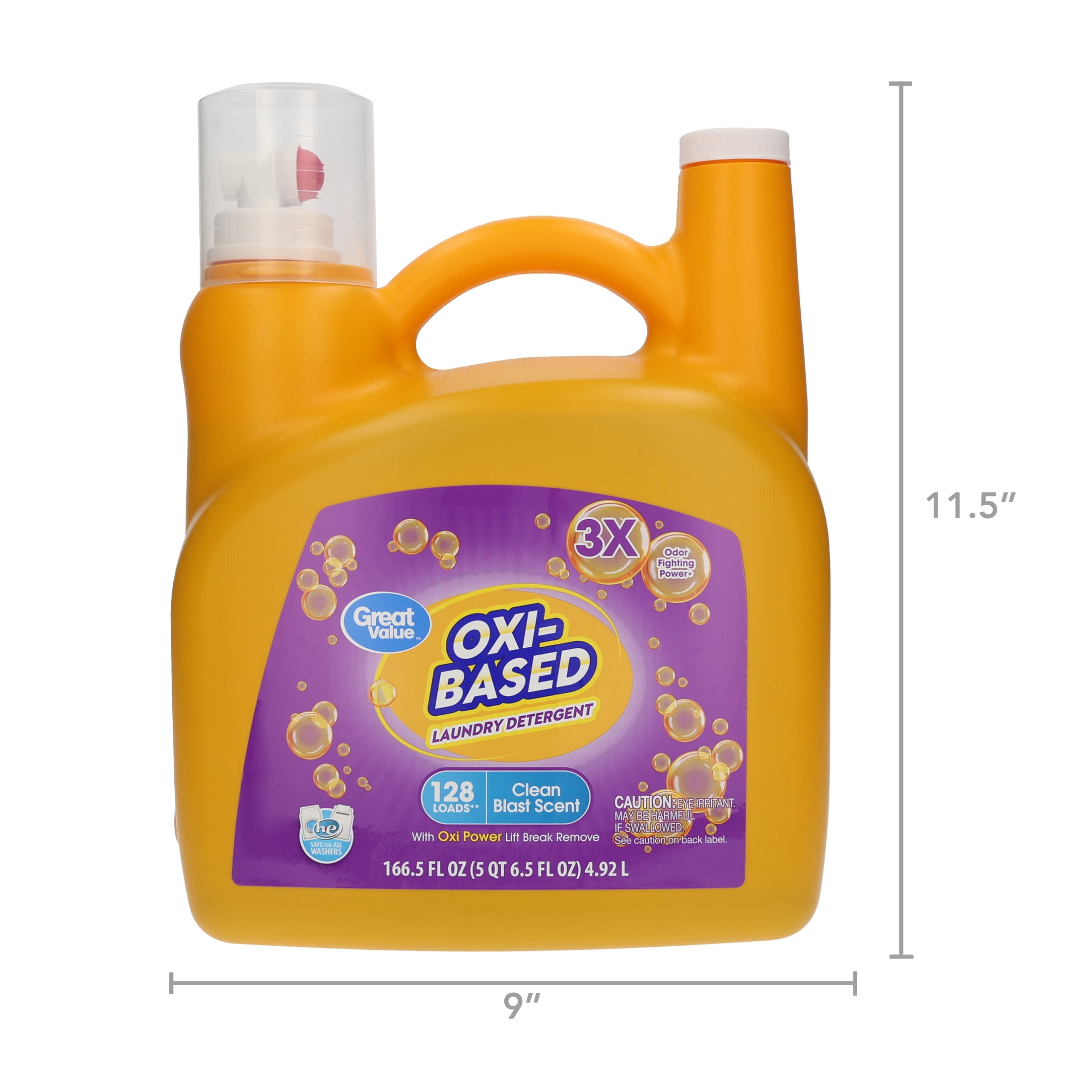 (2 pack) Great Value Oxi-Based Laundry Detergent, Clean Blast, 166.5 fl oz, 128 Loads