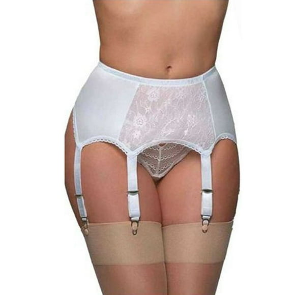 High Waist Garter Belt Mesh Suspender Belt 6 Straps Garter Belt