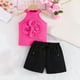 thumbnail image 2 of Odeerbi 9M-5Y Niñas Conjuntos de Verano Algodón Halter Tops Pantalones Cortos Conjunto de Dos Piezas Flor Sin Mangas Lazo, 2 of 9