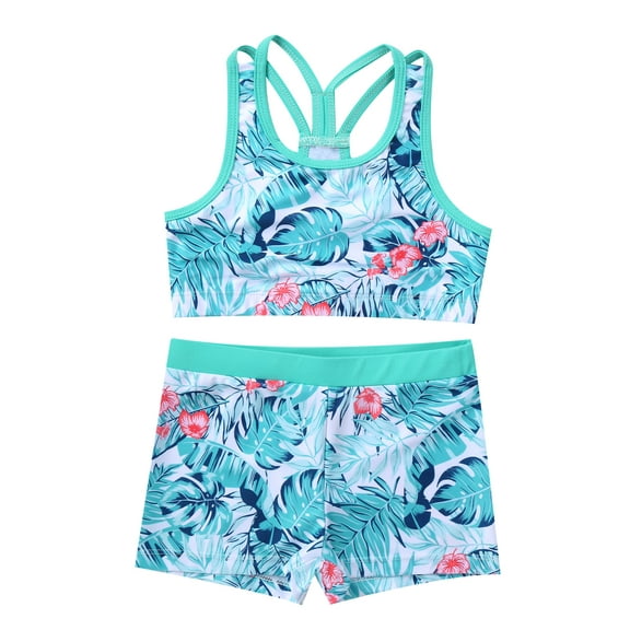 YIZYIF Big & Little Girls 2Pcs Swimsuit Tankinis Set Swimming Tank Top with Boyshorts Bottoms Beach Vacation Bathing Suit