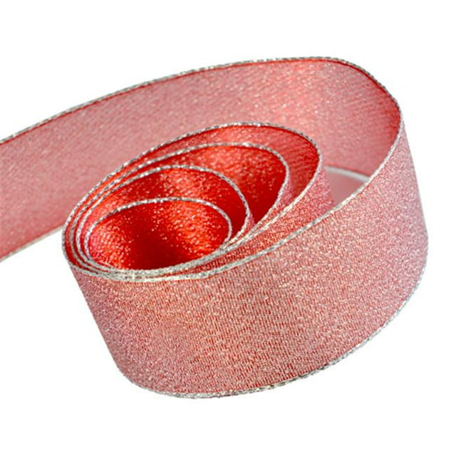 Papillon Ribbon & Bow R097045-38-COM3-50YD 1.5 Po 50 Yards Precious Frost Metallic Cross Weave Ribbon With Wire Edge - Aqua & Pink