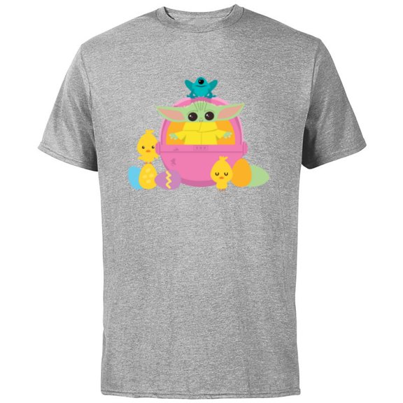 Star Wars The Mandalorian The Child Happy Easter - Short Sleeve Cotton T-Shirt for Adults - Customized-Athletic Heather