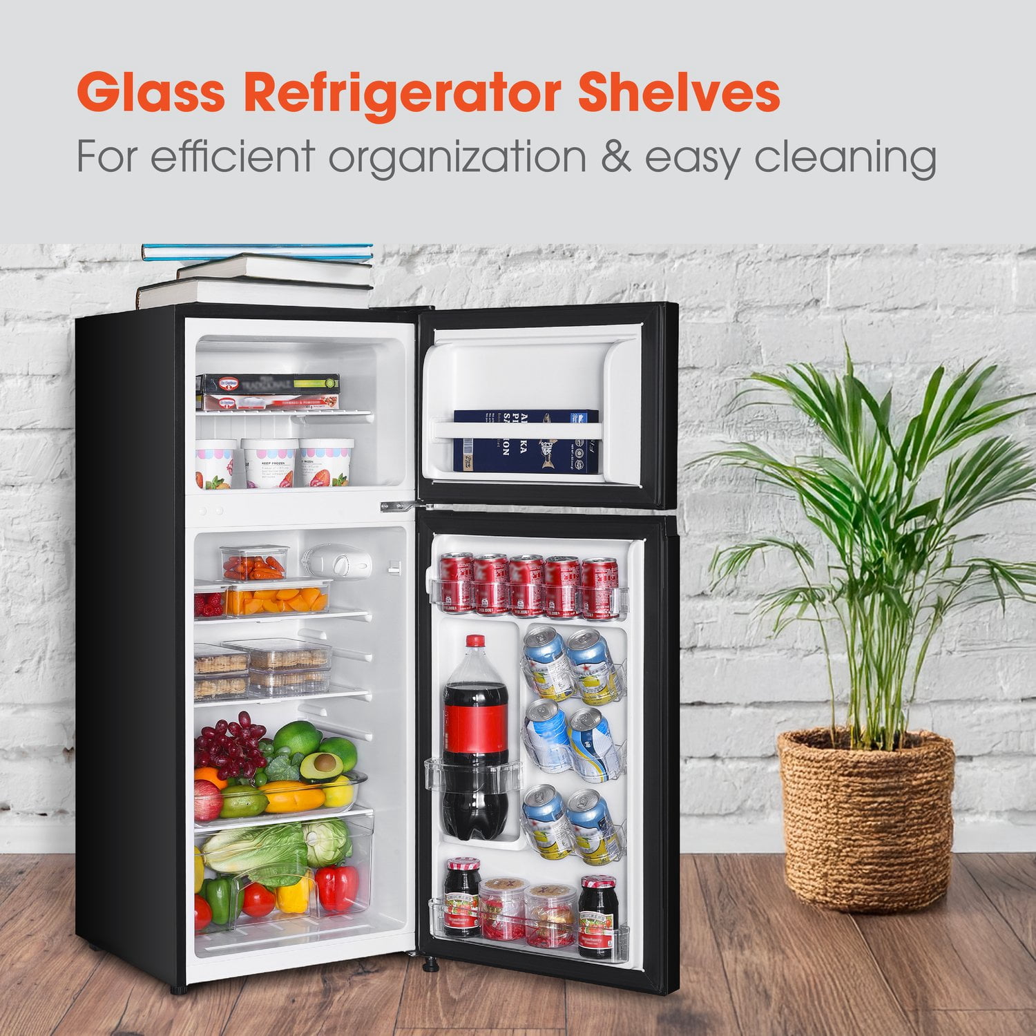MAGIC CHEF Mini Refrigerator with Freezer in Black, HMDR45B