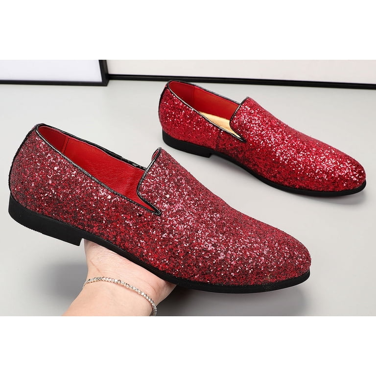 Santimon Men Dress Shoes Glitter Loafers Slip On Casual  display picture 3
