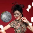 thumbnail image 3 of ZPAQI Womens Retro Wave Point Mesh Veil Hat Fluffy Feather Solid Color Alligator Hair, 3 of 11