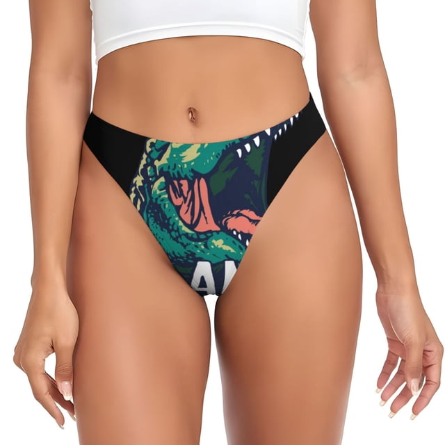 Fotbe Hungry Tyrannosaurus Tanga Sin Costuras para Mujer con Estampado – Panties Invisibles, Transpirables y Cómodos para Uso Diario-4X-Large