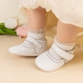 thumbnail image 2 of Zanarzt Toddler Dress Up Shoes Baby Girls Mary Jane Flats Shoes with Non Slip Soft Sole Toddler First Walkers Newborn Princess Dress Shoes White,US 5, 2 of 9
