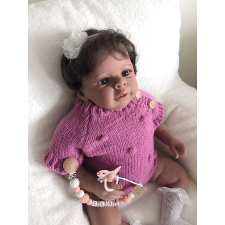 Realistic Reborn Baby Dolls - 19 inch Black African American Girl, Real Lifelike Dolls with Vinyl Body, Poseable Real Baby Reborn Gift Toy for 3  Years Old Kids