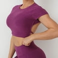 thumbnail image 2 of Top corto con Cruz hueca para mujer, camiseta de manga corta para Yoga con almohadillas, camisetas de entrenamiento para Fitness, ropa de gimnasio, camisetas para correr, 2 of 5