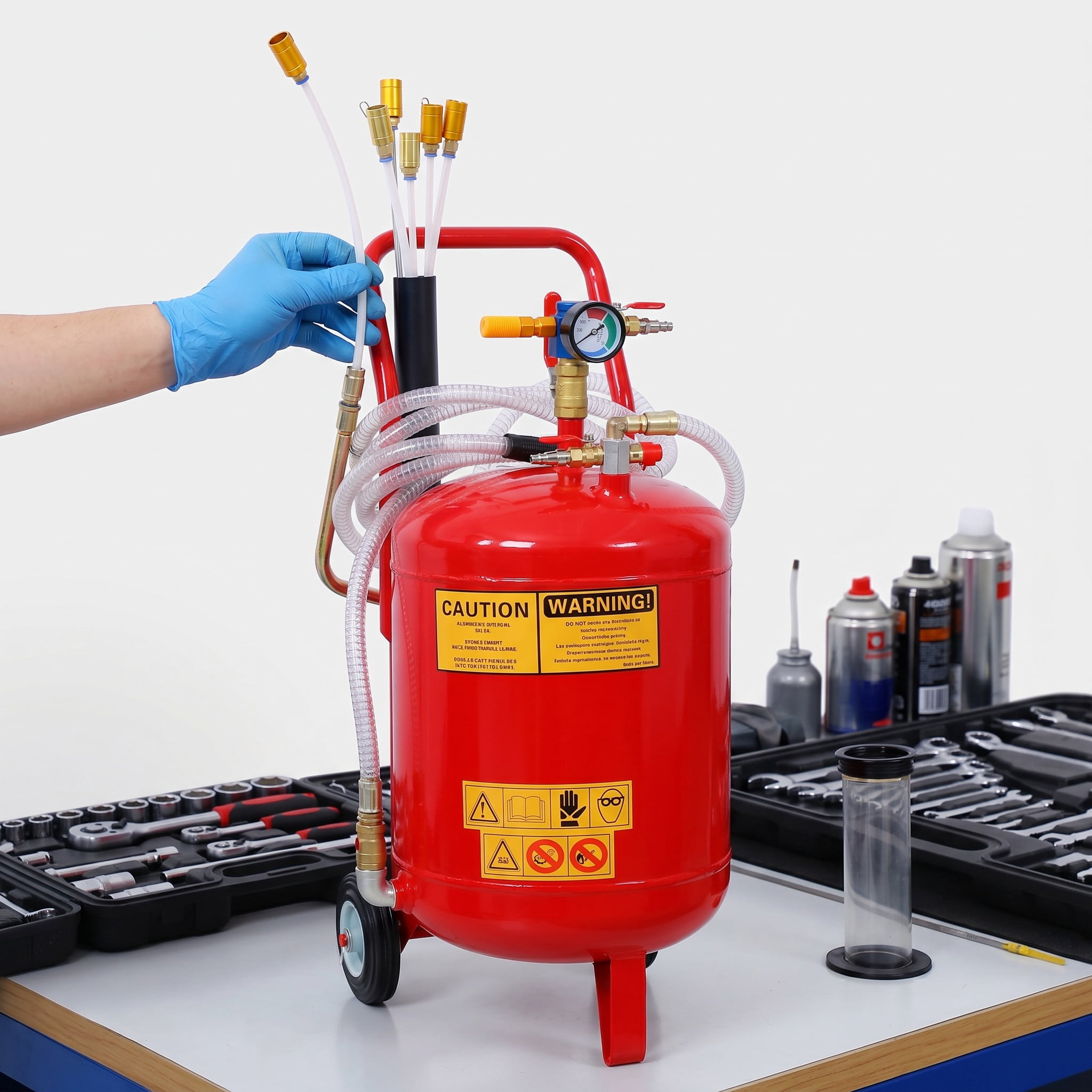 Zateety Oil Extractor Fluid Evacuator Portable Pneumatic Integrated Level Gauge 24 L Capacity