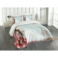 thumbnail image 3 of Ambesonne Paris Quilted Bedspread Set 3 Pcs, French Couple and Hearts, Queen Size, Blue Red White, 3 of 5