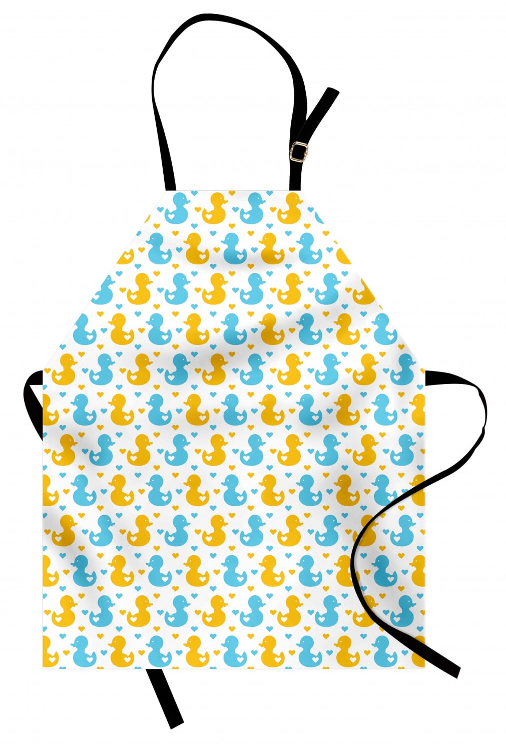 Rubber Duck Apron Baby Ducklings Pattern with Little Hearts Love