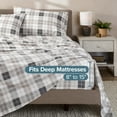 thumbnail image 6 of Bare Home Luxury 100% Cotton Flannel King Sheet Set, Deep Pocket, 4-Piece, Quarry Plaid, 6 of 10