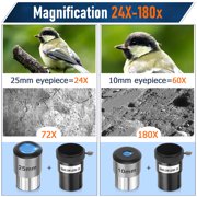 Telescope for Adults Astronomy, 80mm Aperture 600mm Refracting Telescope for Kids & Beginners, 24x-180x, Portable Telescope with an Adjustable Tripod, a Carrying Bag, a Phone Adapter