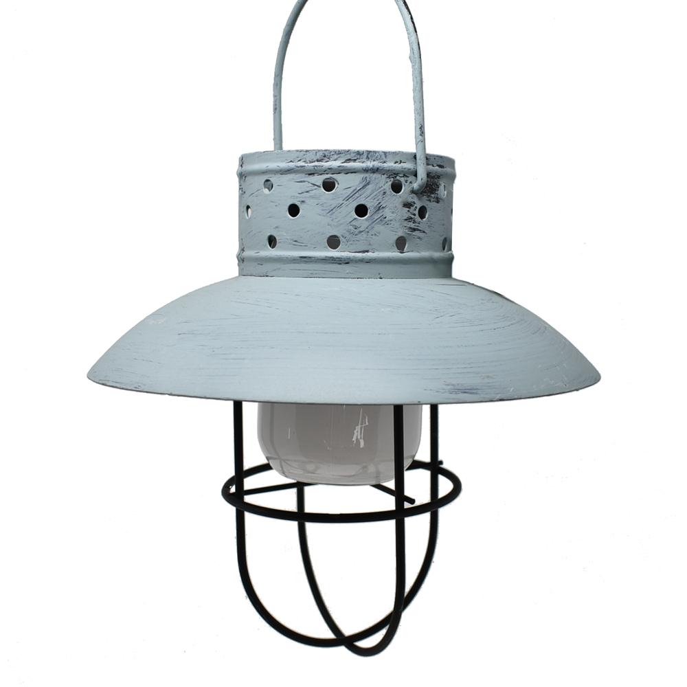 SolarPowered Rustic Hanging Lamp, Blue, 12Inch