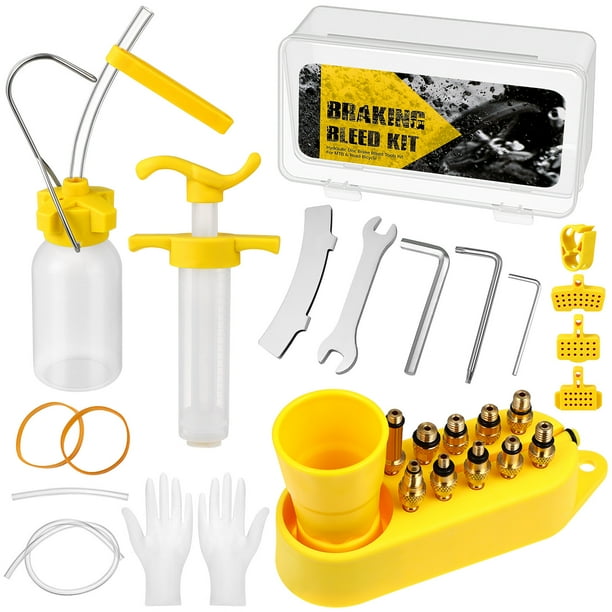 Kit de purga de frenos de bicicleta de montaña Kit de purga de aceite de freno de disco hidráulico Herramientas de reparación de frenos de bicicleta