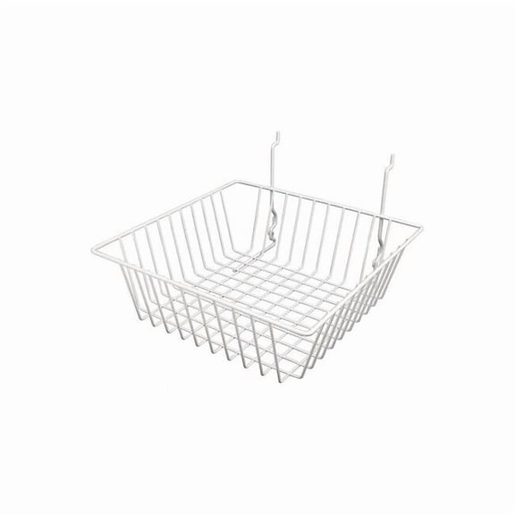 Econoco Grid Small Basket 12" x 12", White, 6PK BSK13/W
