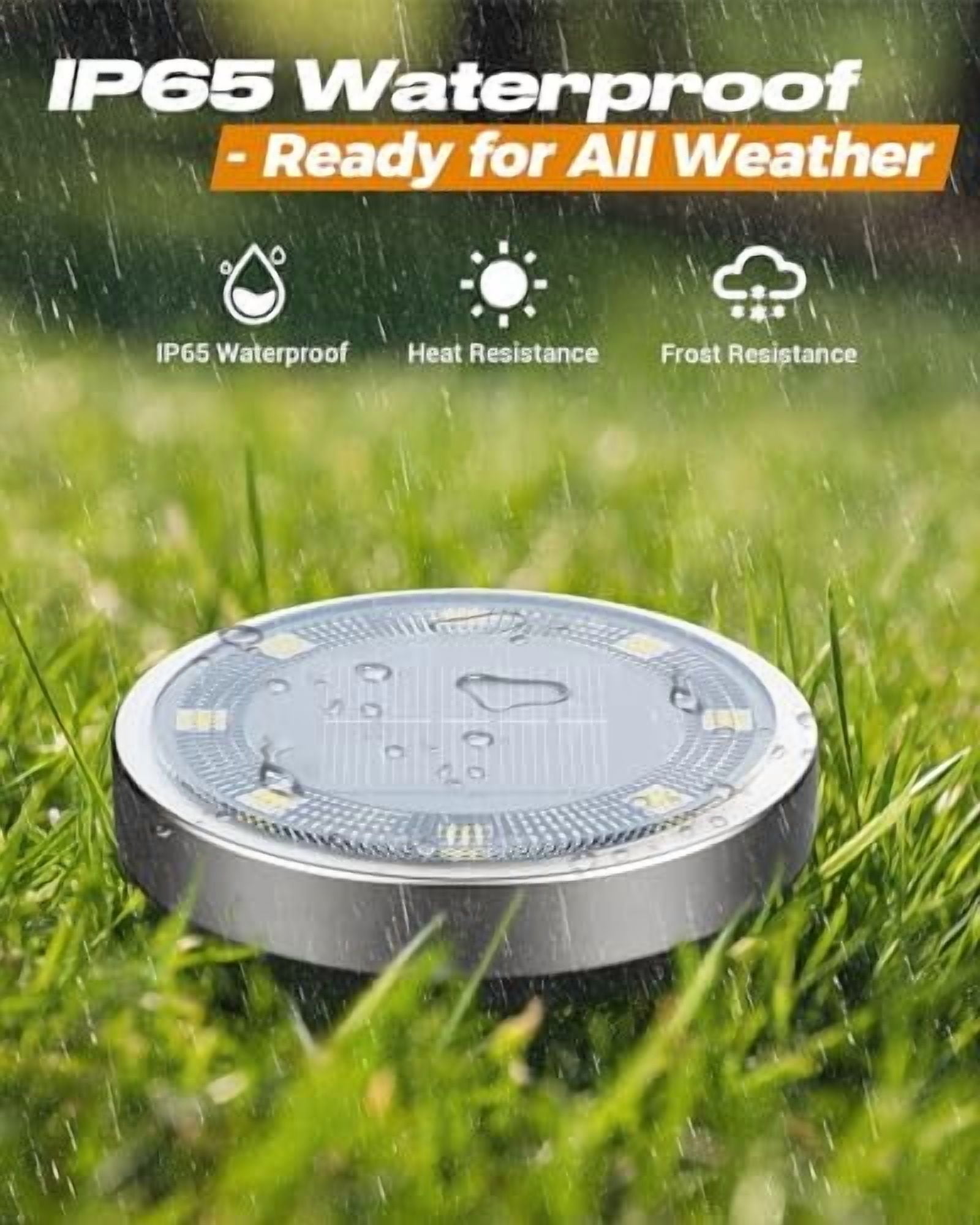 BTFARM Solar Lights Outdoor, 2 Pack 8 Led Solar Ground Lights Ip65 Waterproof Flat Solar Disc Light, Pathway Lights for Garden Lawn Patio Yard Path Landscape, Cool White