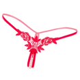 thumbnail image 3 of Tanga de mujer sin entrepierna, de tiro bajo, con perlas y flores para masajes rojo, 3 of 7