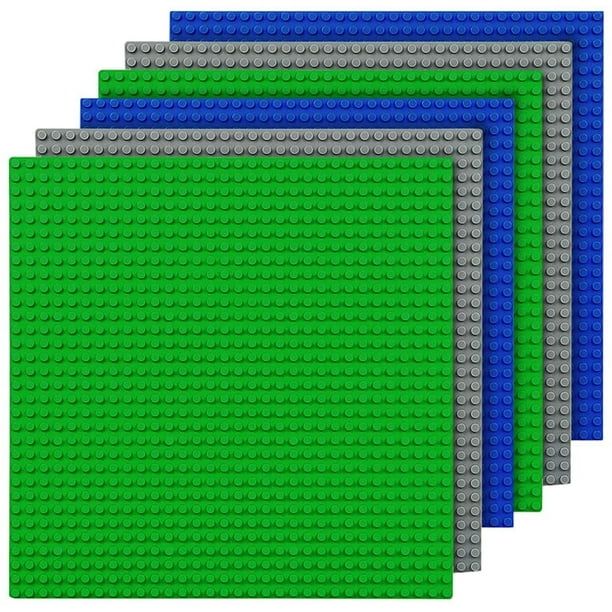 CMASTER Classic Bausteine Grundplatte - 10 x 10 (25,5 x 25,5cm) - 6 Stück - Blau, Grau&Grün - 100 % compatible con Allen führenden Marken Bauplatte-zum Bauen von Türmen, Tischen & mehr Zhivalor LL-1397