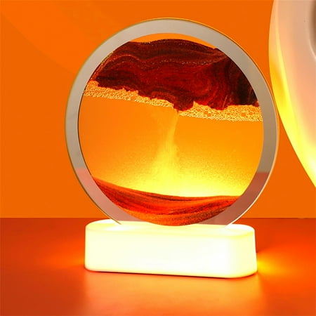 

YMoving Sand Art Picture Color Changing Quicksand Lamp 3D Deep Sea Sandscape Night Light 360° Rotating Sand Art Liquid Motion Decor With Remote Control