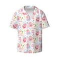 thumbnail image 2 of Lsque Cute Pig print Men's Cuban Collar Short Sleeve Shirt Summer Beachwear Casual Button Down Fashionable Vacation Leisure Shirt-X-Large, 2 of 7