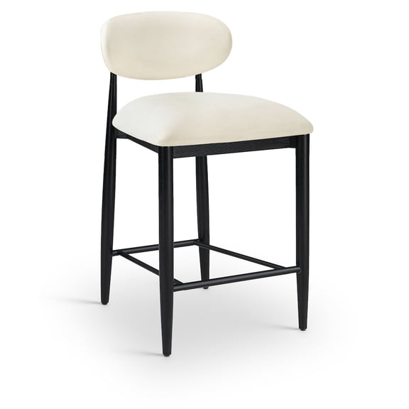 Meridian Furniture Riccio Cream Vegan Leather Upholstered Stool