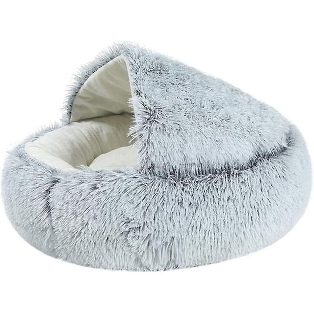 Cesta de felpa para mascotas TANGJMXG Cesta cálida semicerrada en forma de rosquilla para perro y gato