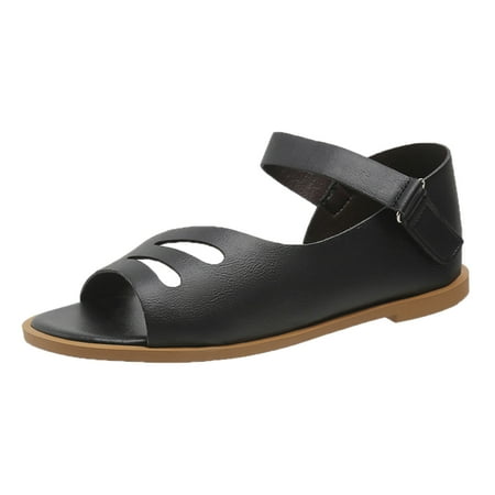 

Women Sandals Fashionable New Pattern Simple Solid Color Summer Flat Comfortable Hook Loop Convenient Open Toe Sandals Sandals Women New 10 City Classified Sandals for Women