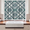 thumbnail image 2 of Ambesonne Checkered Kitchen Curtains, Modern Country Look, 55"x39", Aqua Pale Grey White, 2 of 3