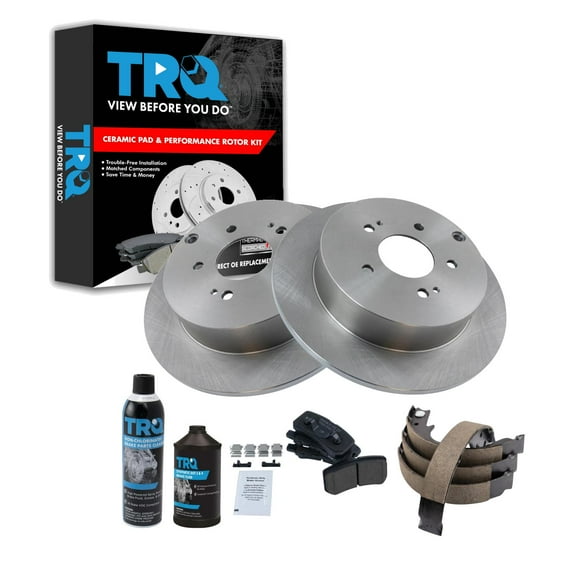 TRQ Rear Brake Pad & Rotor Kit BKA38716 Fits Select 2010-2011 Mitsubishi Endeavor