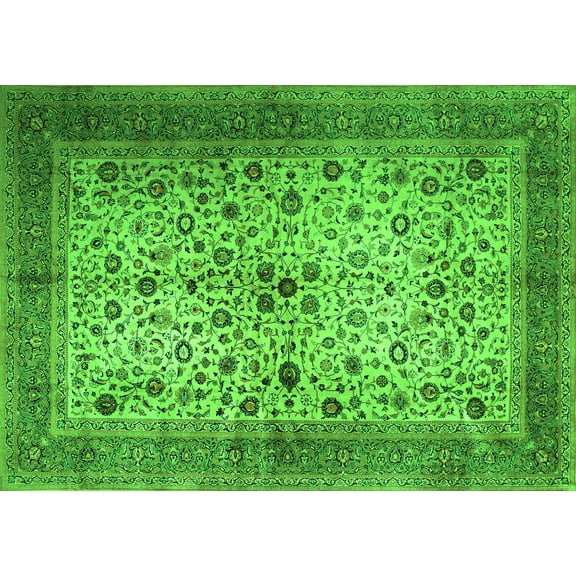 Ahgly Company Indoor Rectangle Persian Green Traditional Area Rugs, 5' x 7'