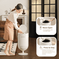 thumbnail image 3 of Mrbin Metal Bathroom Motion Sensor Trash Can with Lid, 5.3 Gallon Wine Glass Shaped Automatic Waste Basket Touchless, Smart Round Tall Garbage with High Leg for Office, Bedroom, Kitchen, Cream White, 3 of 7