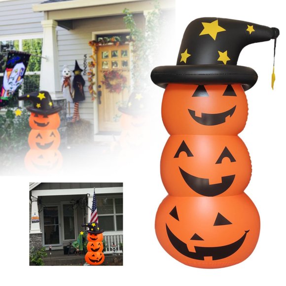 Clearance!! Halloween Inflatable Pumpkin,Halloween Inflatable Outdoor Decoration。 Halloween Inflatables Giant Lighted Halloween Pumpkin Windproof Inflatable Pumpkin For House Outdoor